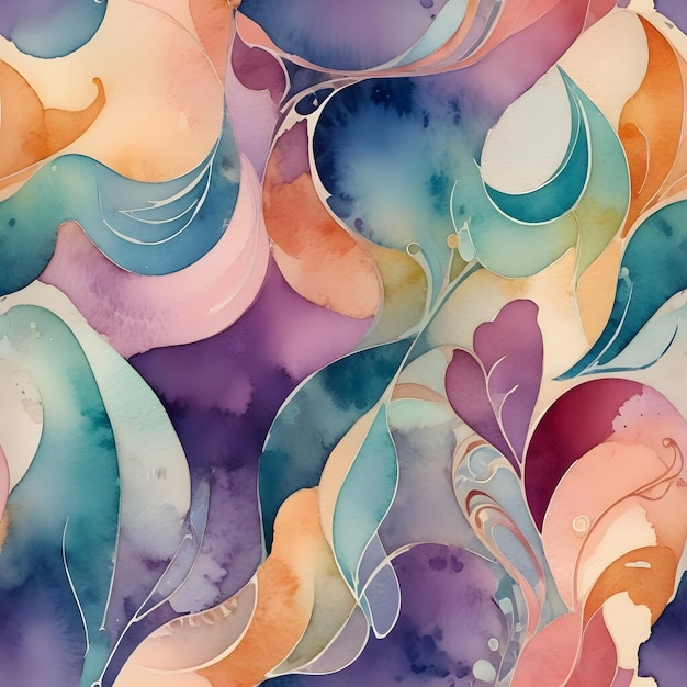 Elegant Soft Background Creative Wallpaper with Noveau Art Colorsful watercolor painting