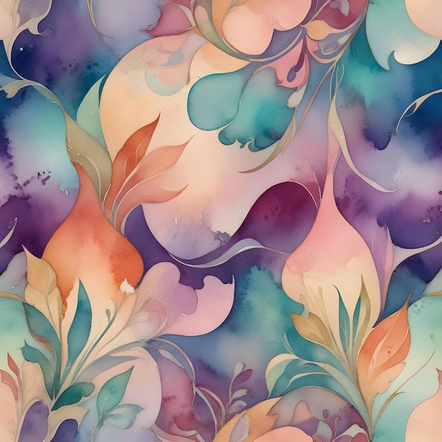 Elegant Soft Background Creative Wallpaper with Noveau Art Colorsful watercolor painting