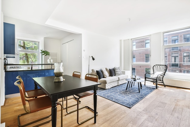 Elegant and spacious living room with beautiful furniture