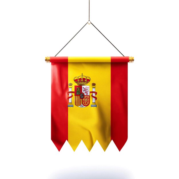 Elegant Spanish Flag on White Background