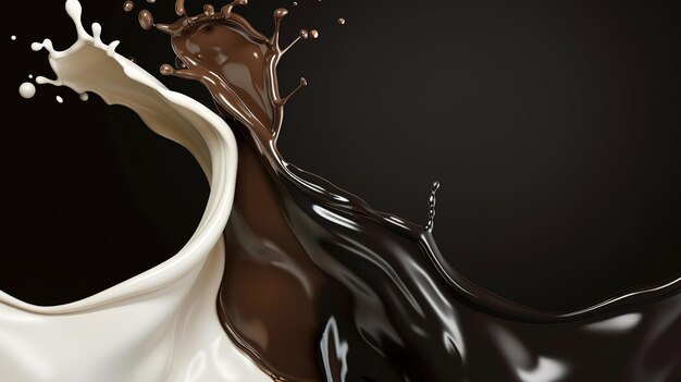 An elegant splash of cream and chocolate a dynamic and luxurious interaction captured in fine detail against a dark background