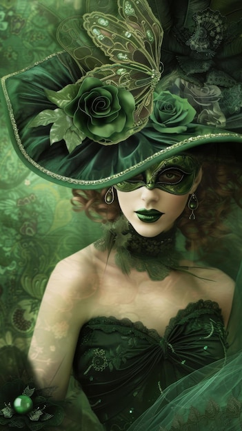 An elegant St Patricks Day masquerade ball scene