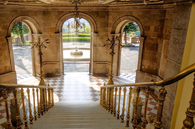 Elegant stairs of Chapultepec castle in mexico