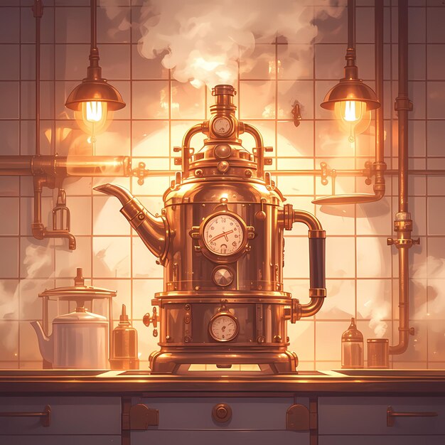 Photo elegant steampunk electric kettle design