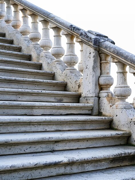 Elegant Stone Staircase with Classic Balustrade Design