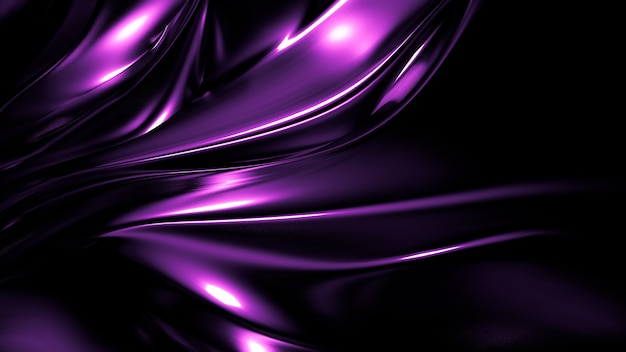 Elegant stylish purple dark background with pleats, Drapes and swirls. 3d illustration, 3d rendering.