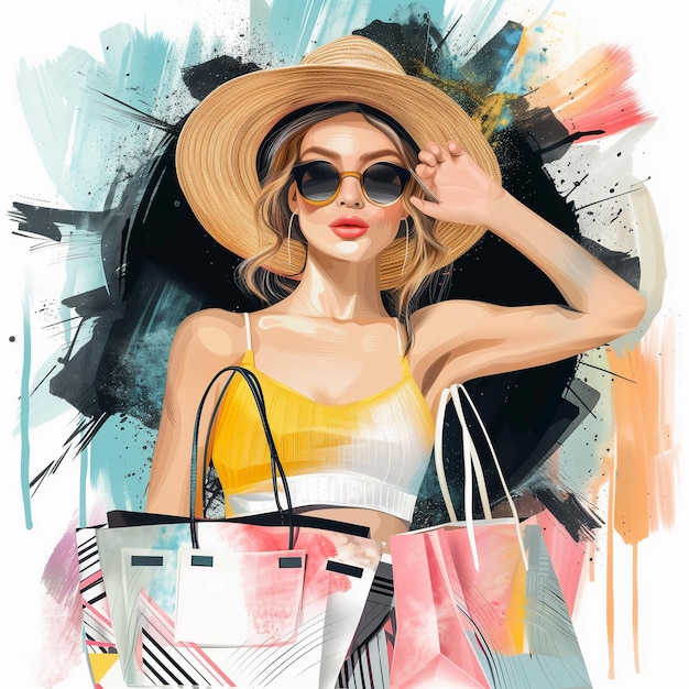 elegant summer sales collage with feminine fashion style