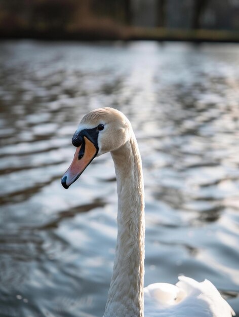 Elegant Swan Gliding on Serene Water Natures Beauty and Grace