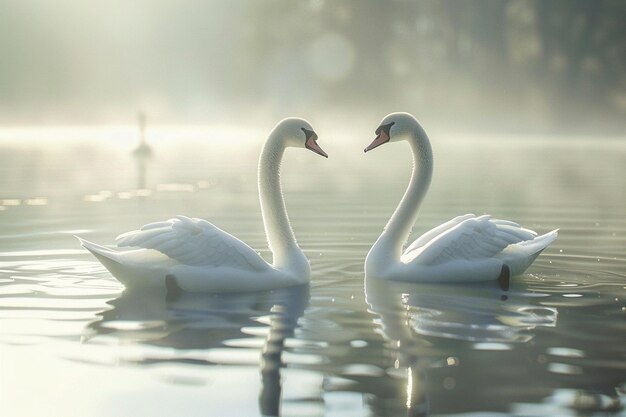 Elegant swans gliding gracefully on a pond