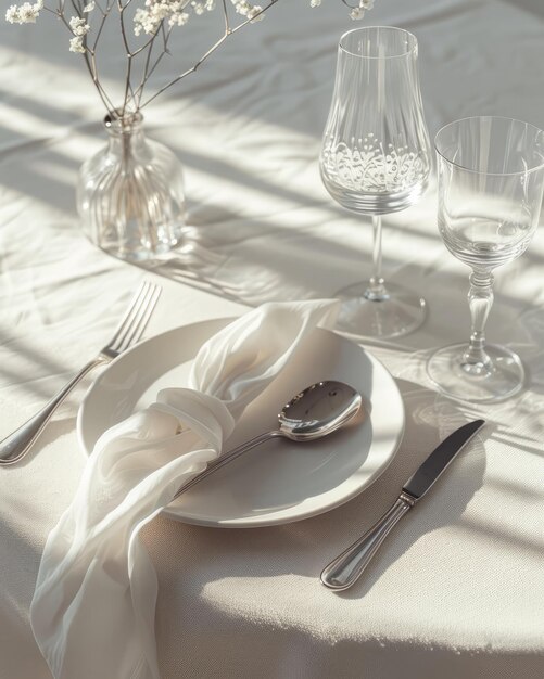 Photo elegant table setting in pastel colors