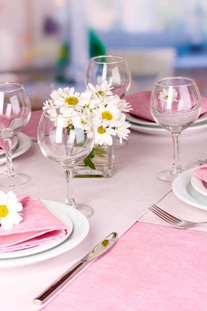 Elegant table setting in restaurant