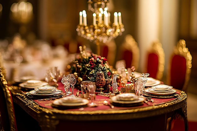 Elegant Table Setting with Gilded Decor