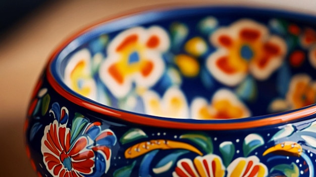 Photo elegant talavera pottery with vibrant floral motifs perfect for home decor mexican culture and art