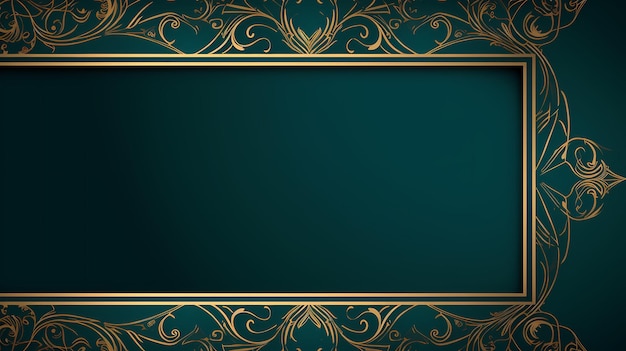 Elegant teal and gold background with intricate floral designs