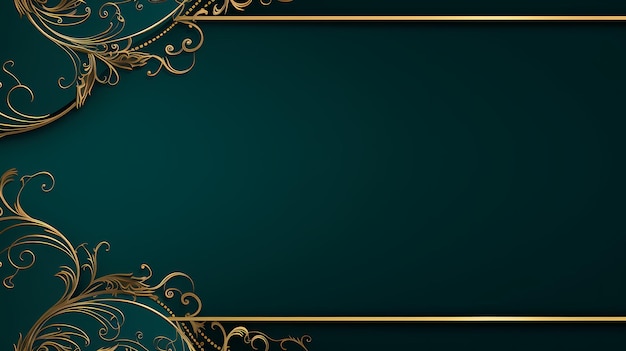 Elegant teal and gold background with intricate floral designs