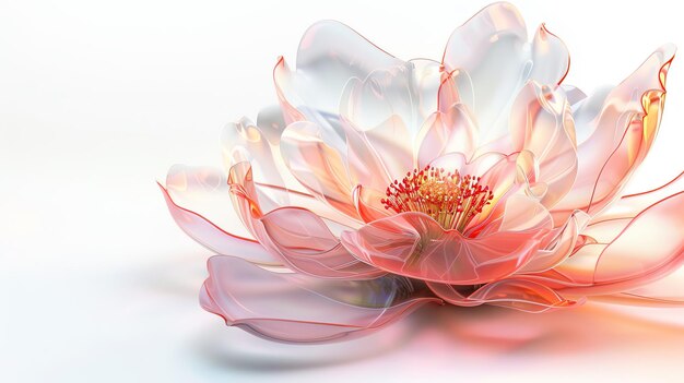 Elegant translucent lotus flower in soft pink hues on a white background Perfect for design projects