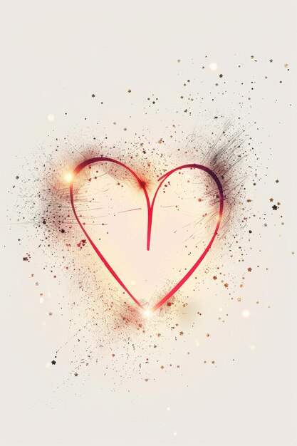 Photo elegant valentines day background with glowing red heart and golden sparkles for design