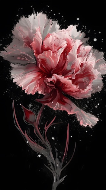 Elegant vector graphic illustration of an dynamic Carnation composition