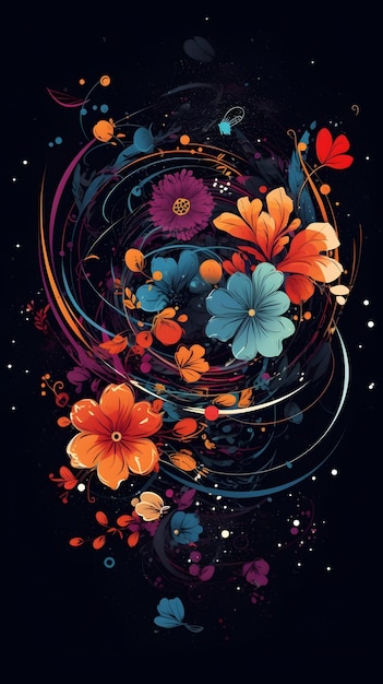 Elegant vector graphic illustration of an dynamic Cosmos composition