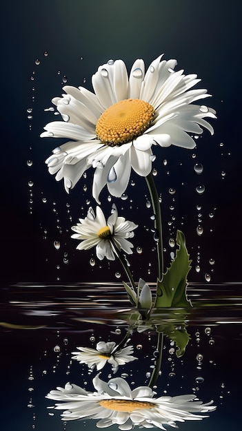 Elegant vector graphic illustration of an dynamic Daisy composition