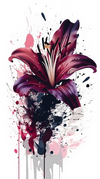 Elegant vector graphic illustration of an dynamic Lily composition