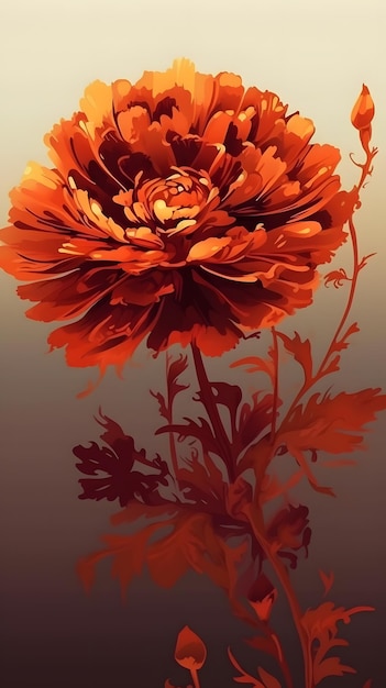 Elegant vector graphic illustration of an dynamic Marigold composition