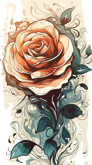 Elegant vector graphic illustration of an Rose