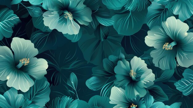 Elegant Vector Teal Background with Modern Floral Patterns in Vibrant Hues