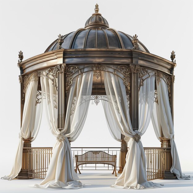 Photo elegant victorian style gazebo with curtains