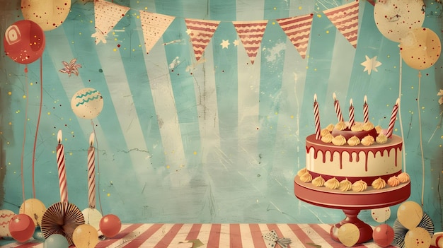 Elegant Vintage Birthday Background with RetroStyle Charming Elements