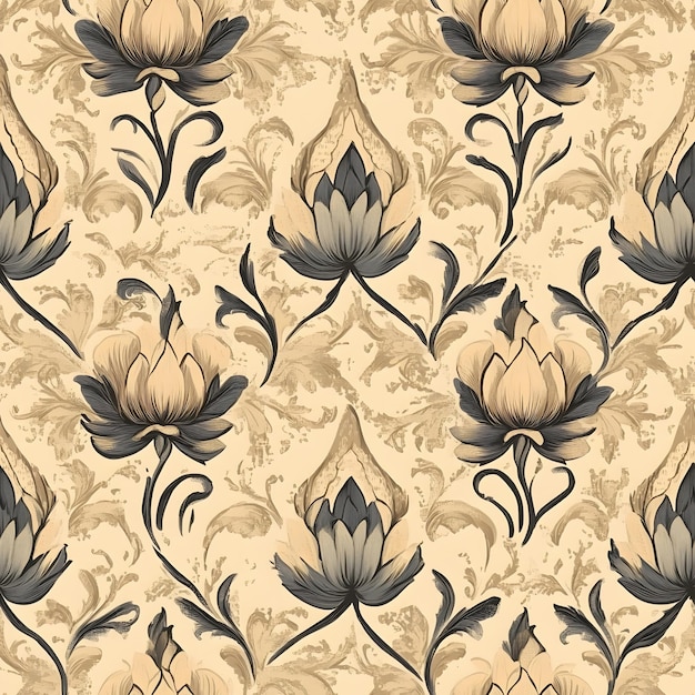 Elegant Vintage Lotus Flower Seamless Pattern for Traditional Home Decor and Textile Design