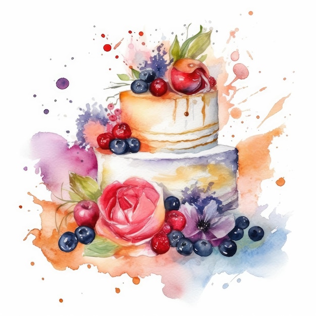 Elegant Watercolor Anniversary Celebration on White Background