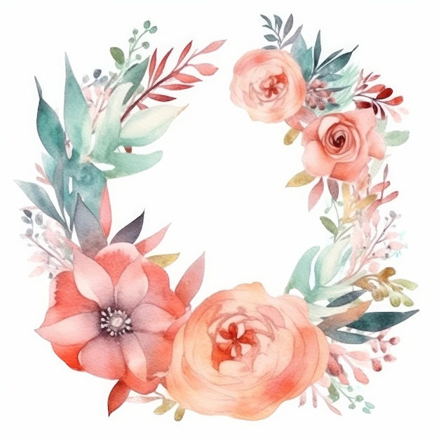 Elegant Watercolor frame Illustration AI Generative