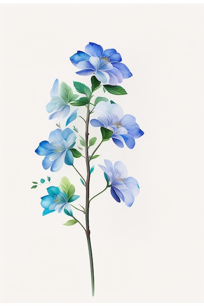 Elegant watercolor hydrangea branch on white background generative ai