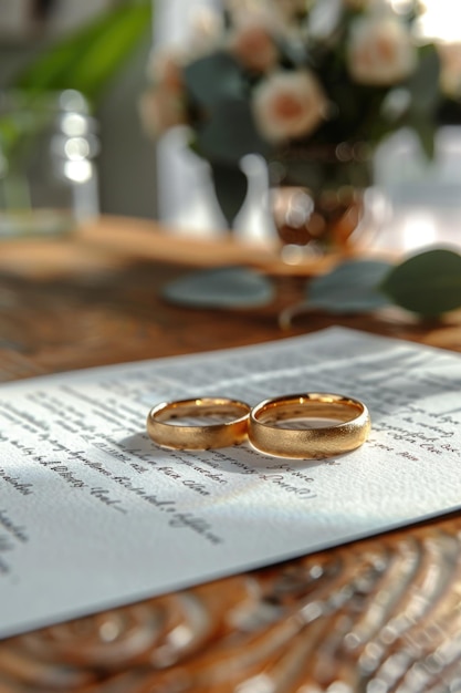 Elegant Wedding Bands on Marriage Certificate