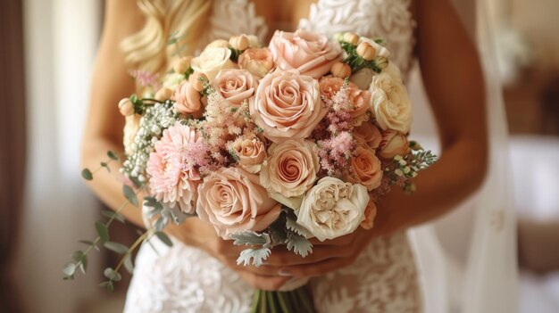 Elegant Wedding Bouquet in Soft Hues