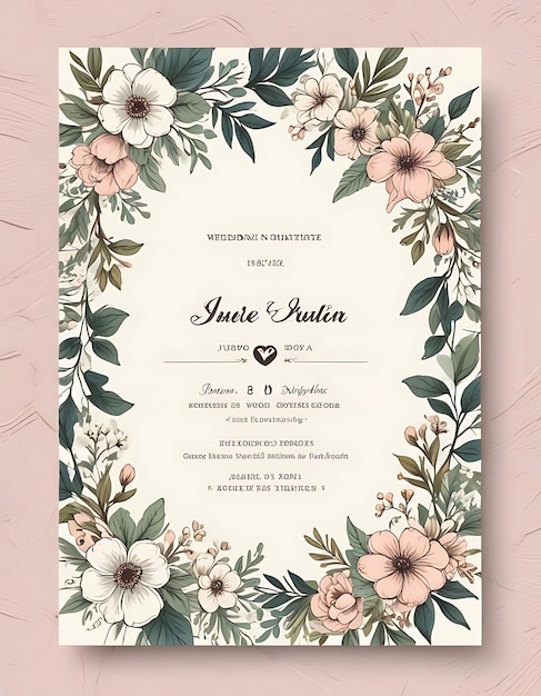 Photo elegant wedding invitation featuring delicate florals