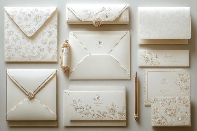 Photo elegant wedding invitations with delicate floral designs