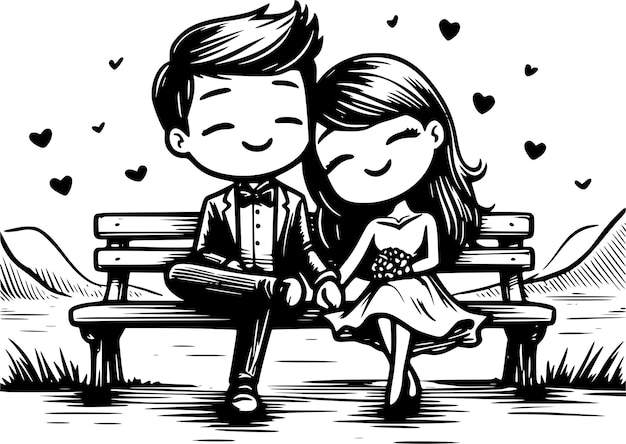 Elegant Wedding and Love Cartoon Characters for Unique and Creative Romantic Projects