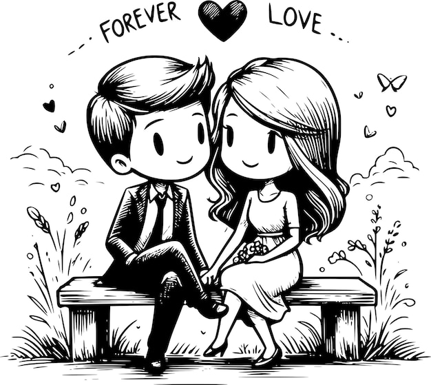 Elegant Wedding and Love Cartoon Characters for Unique and Creative Romantic Projects