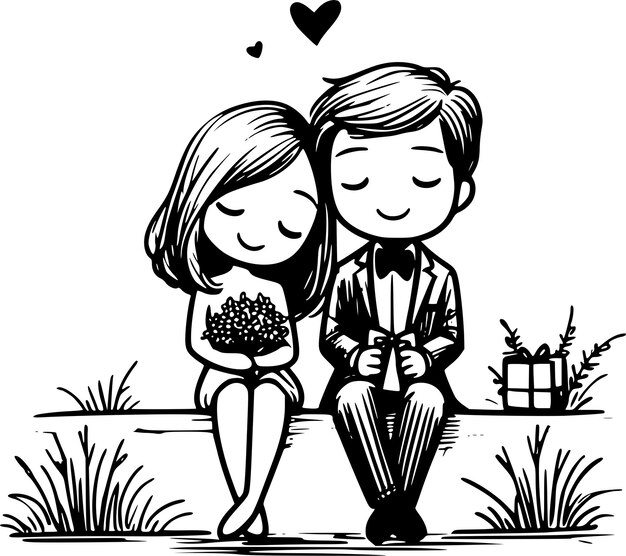 Photo elegant wedding and love cartoon characters for unique and creative romantic projects