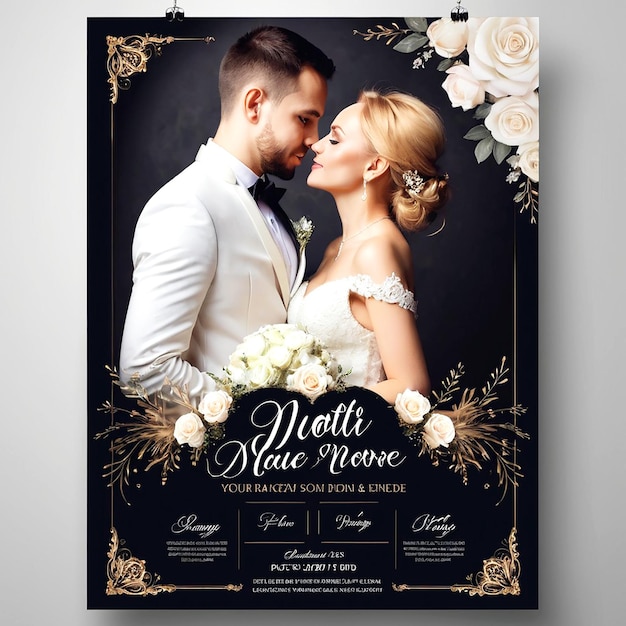 Elegant wedding poster template