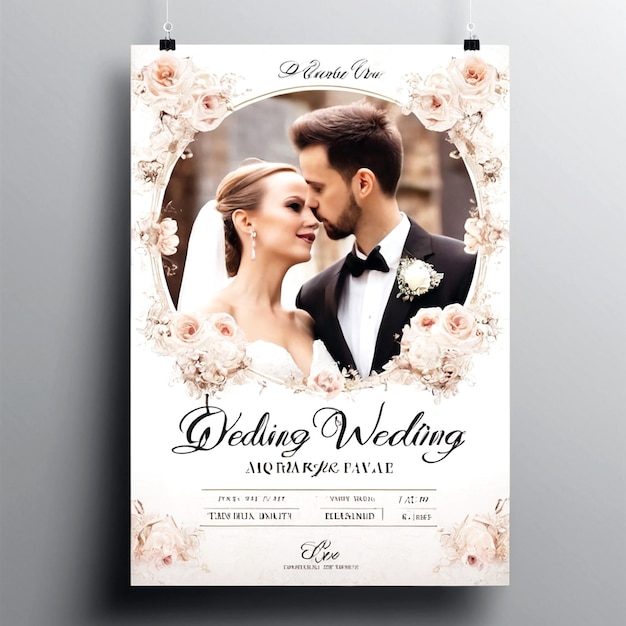 Photo elegant wedding poster template