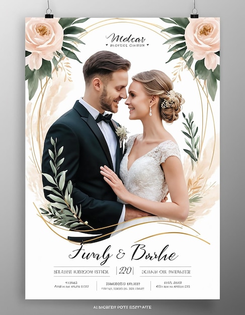 Photo elegant wedding poster template