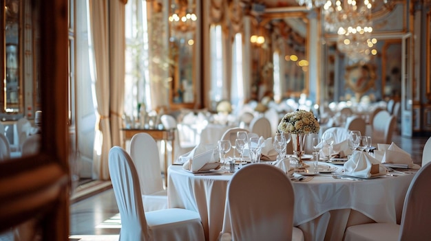 Photo elegant wedding reception venue banquet room decor