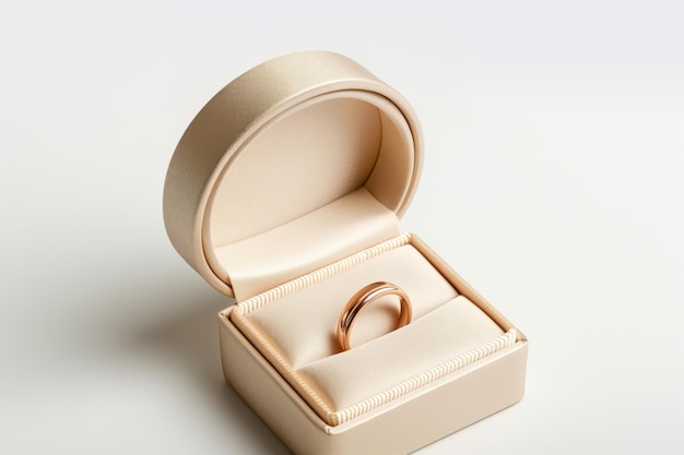 Elegant wedding rings in cream box