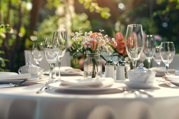 Photo an elegant wedding table setting in the garden