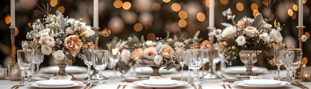 Elegant Wedding Table Setting with Luxurious Decor on Glossy Backdrop High Resolution Stock Photo