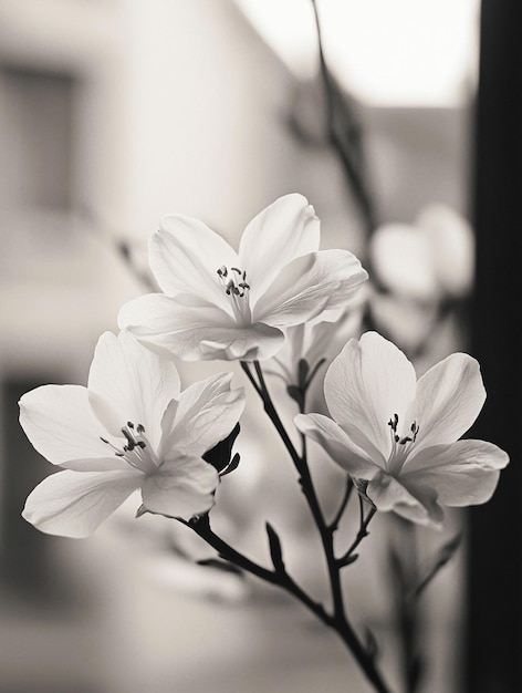 Photo elegant white blossoms timeless floral beauty in black and white