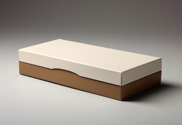 Elegant white and brown gift box on a gray background ideal for packaging design projects